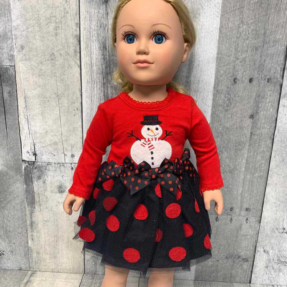 2pc Red/Black Snowman Dress - OodlesCB
