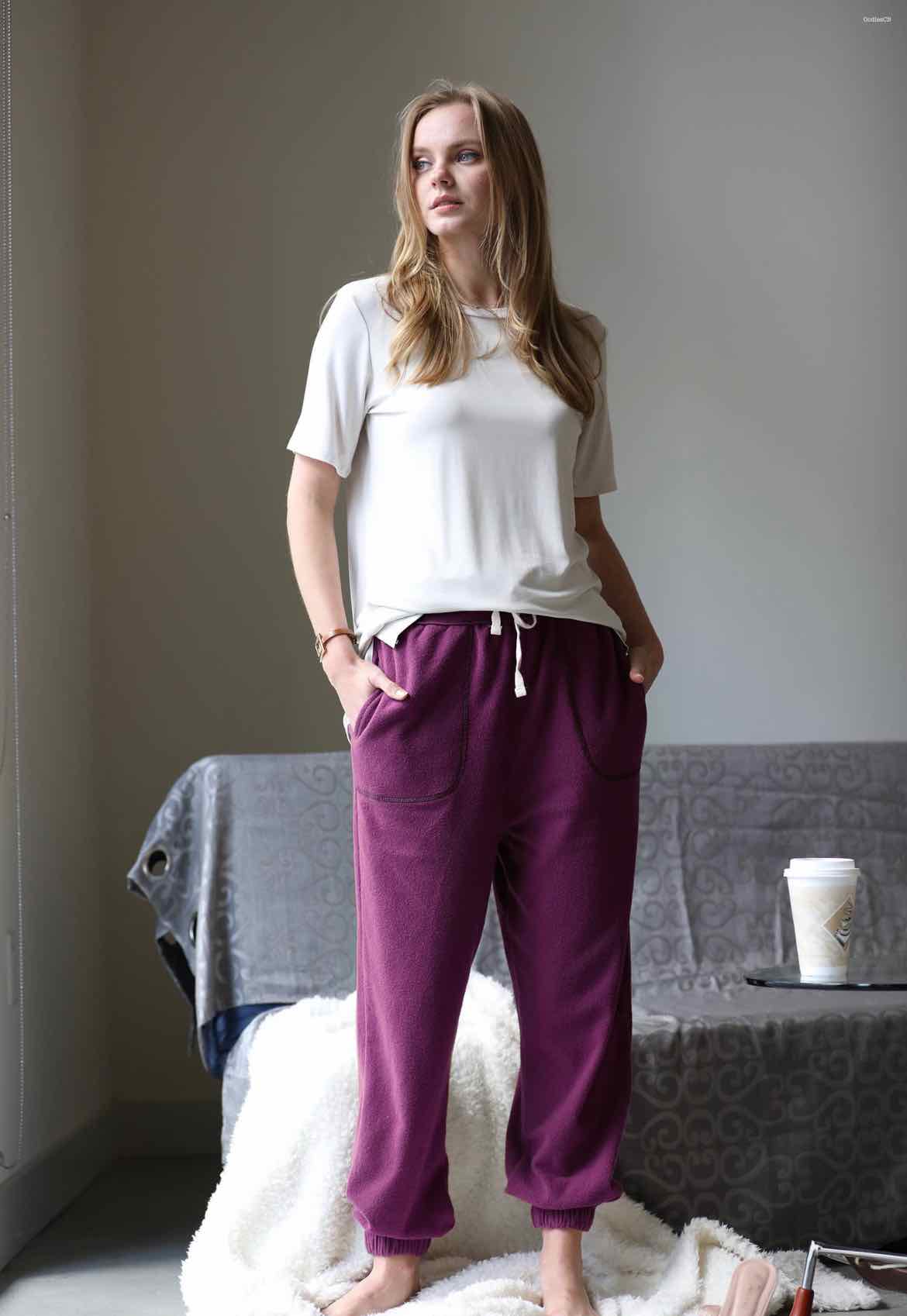 Dark Plum 42pops High Waist Jogger Pants - OodlesCB