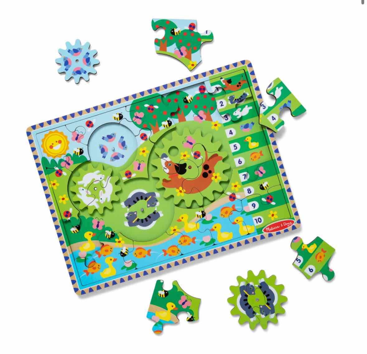 Melissa & Doug Animal Chase I-Spy Wooden Gear Puzzle - OodlesCB