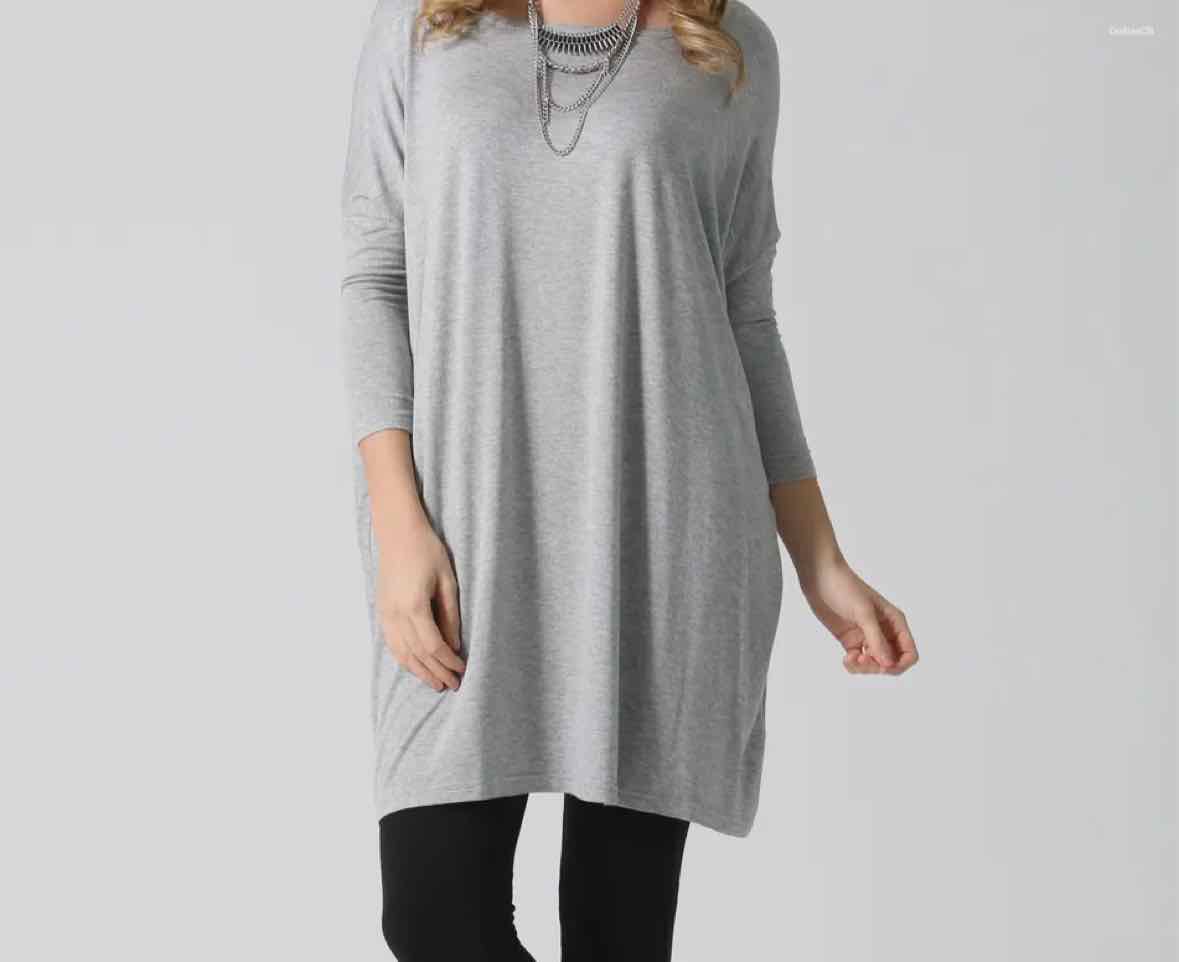 42pops Three Quarter Sleeve Oversized Box Tunic - OodlesCB