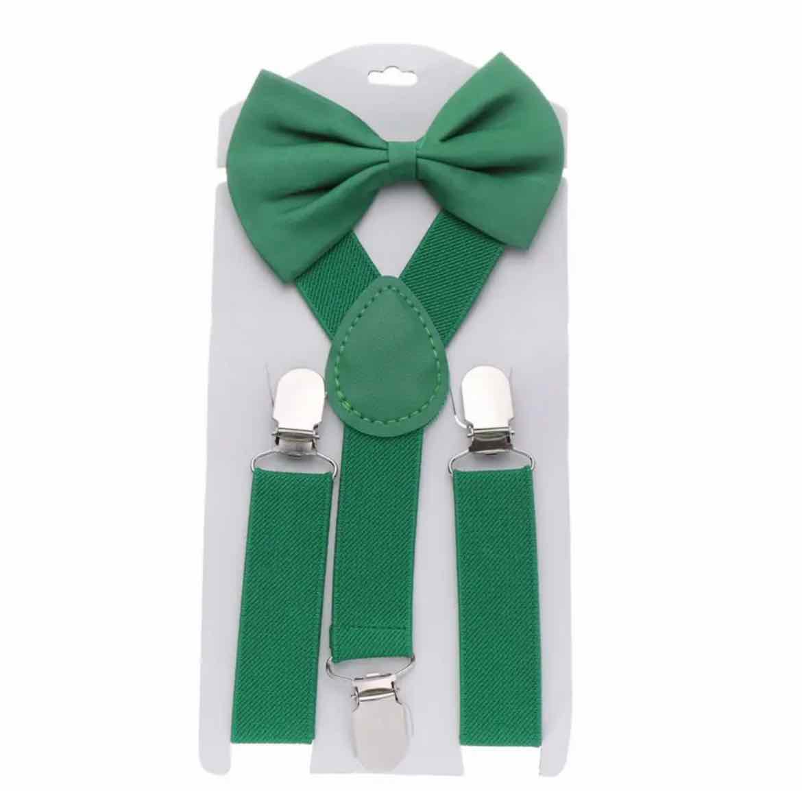 Green Suspenders w/ Bow Tie - OodlesCB