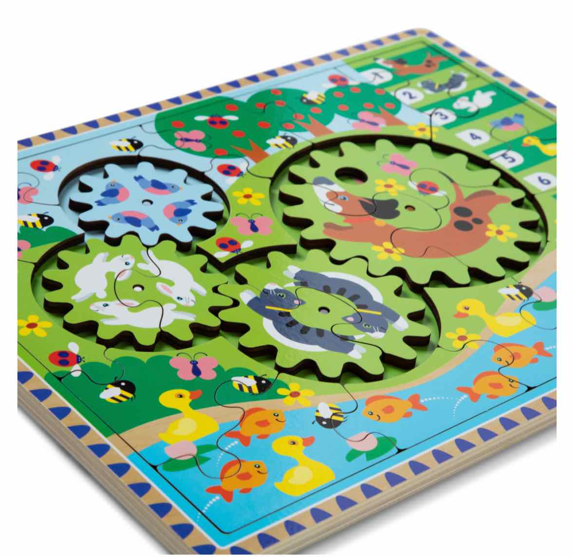 Melissa & Doug Animal Chase I-Spy Wooden Gear Puzzle - OodlesCB